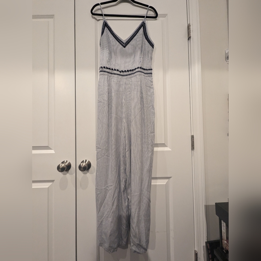 Blue and White stripe Jumpsuit